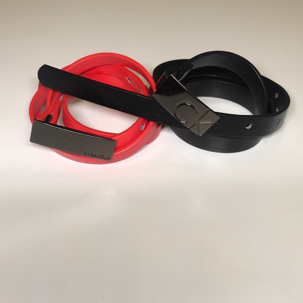 SOLD ALREADY: Calvin Klein Skinny Belts (2 PCs - 1 red/ 1 black)